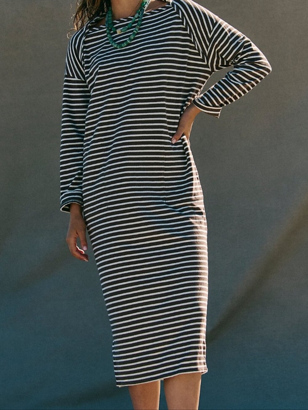 Free People Beach Tivoli Nautical Striped Oversize Maxi Dress